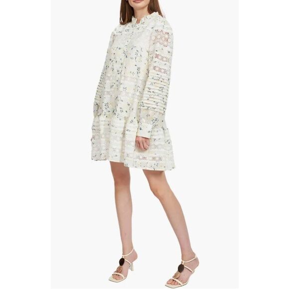 En Saison Lou Lou Floral Lace Long Sleeve Minidress Size Small - Picture 1 of 5